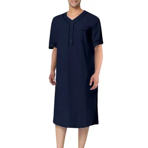 chemise de nuit homme bleu marine