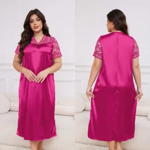 chemise de nuit grande taille fushia