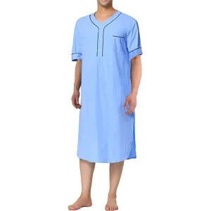 chemise de nuit homme bleu ciel