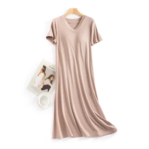 chemise de nuit longue manches courtes