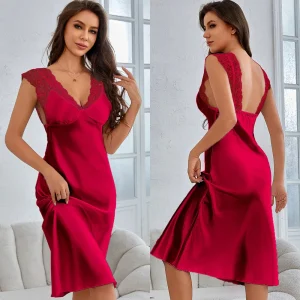 chemise de nuit longue satinée