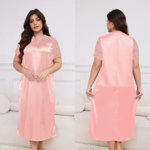 chemise de nuit grande taille rose
