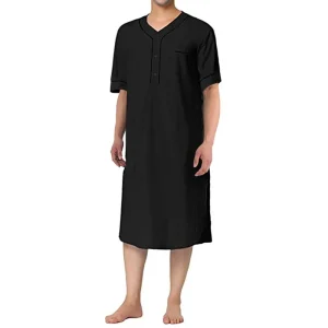 chemise de nuit homme classique noir