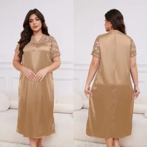 chemise de nuit grande taille camel