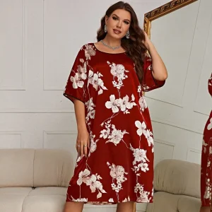 chemise de nuit grande taille fleur