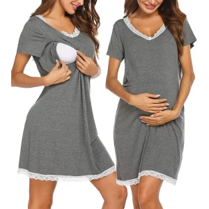chemise de nuit allaitement grise